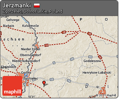Shaded Relief Map of Jerzmanki