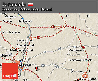 Shaded Relief Map of Jerzmanki