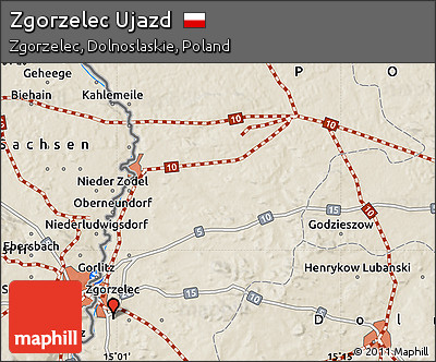 Shaded Relief Map of Zgorzelec Ujazd