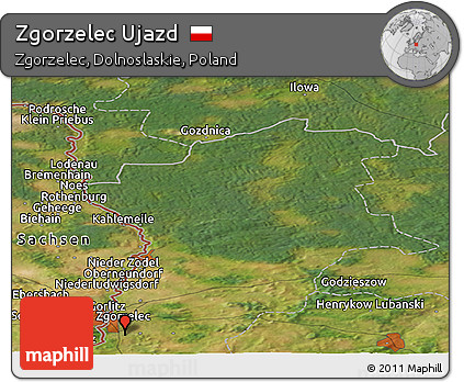 Satellite Panoramic Map of Zgorzelec Ujazd