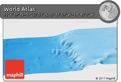 Shaded Relief Panoramic Map of the Area around 51° 19' 36" N, 15° 13' 29" W