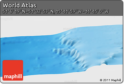 Shaded Relief Panoramic Map of the Area around 51° 19' 36" N, 15° 13' 29" W