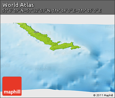 Physical 3D Map of the Area around 51° 19' 36" N, 179° 16' 30" E