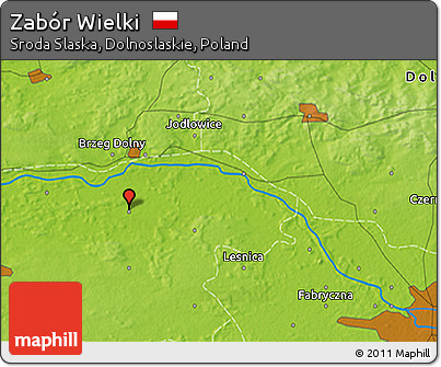 Physical 3D Map of Zabór Wielki