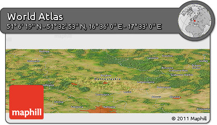 Satellite Panoramic Map of the Area around 51° 19' 36" N, 17° 4' 30" E