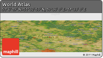 Satellite Panoramic Map of the Area around 51° 19' 36" N, 17° 4' 30" E