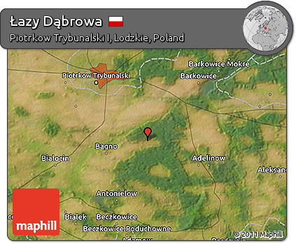 Satellite 3D Map of Łazy Dąbrowa
