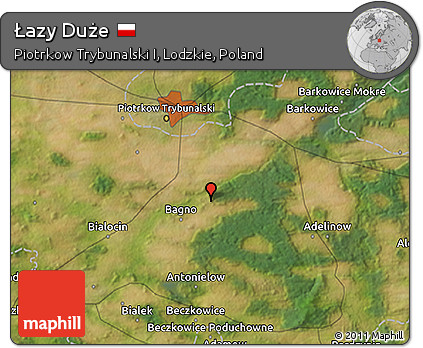 Satellite 3D Map of Łazy Duże