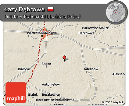 Shaded Relief 3D Map of Łazy Dąbrowa