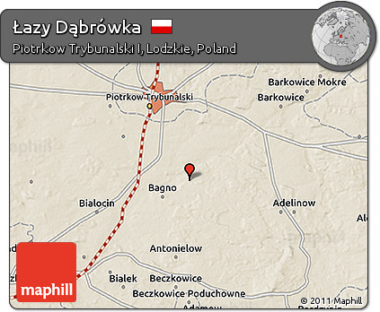 Shaded Relief 3D Map of Łazy Dąbrówka