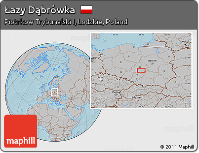 Gray Location Map of Łazy Dąbrówka, hill shading