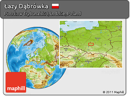 Physical Location Map of Łazy Dąbrówka