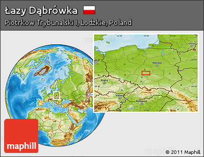 Physical Location Map of Łazy Dąbrówka