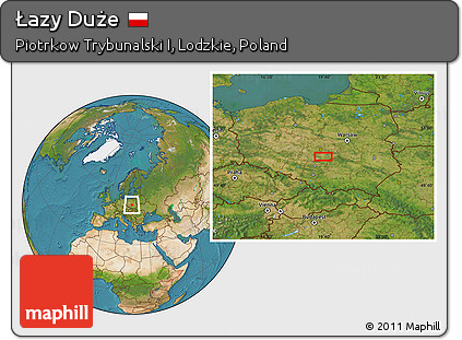 Satellite Location Map of Łazy Duże