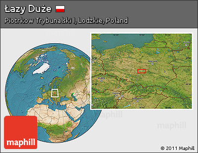 Satellite Location Map of Łazy Duże