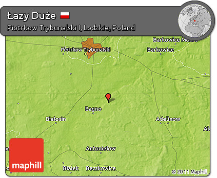 Physical Map of Łazy Duże