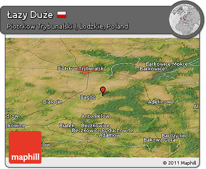 Satellite Panoramic Map of Łazy Duże