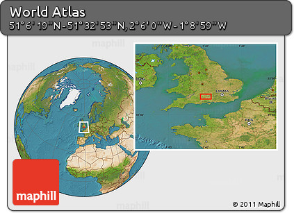 Satellite Location Map of the Area around 51° 19' 36" N, 1° 37' 30" W
