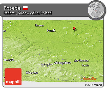 Physical Panoramic Map of Posada