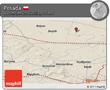Shaded Relief Panoramic Map of Posada