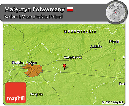 Physical 3D Map of Małęczyn Folwarczny