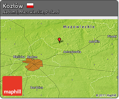 Physical 3D Map of Kozłów
