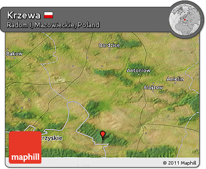 Satellite 3D Map of Krzewa