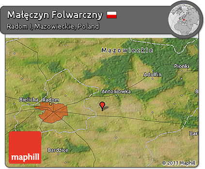 Satellite 3D Map of Małęczyn Folwarczny