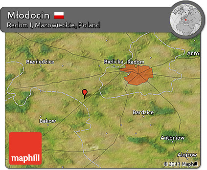 Satellite 3D Map of Młodocin