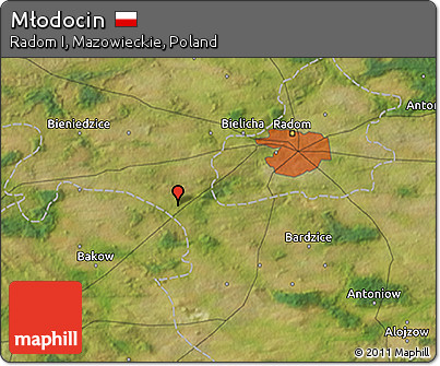 Satellite 3D Map of Młodocin