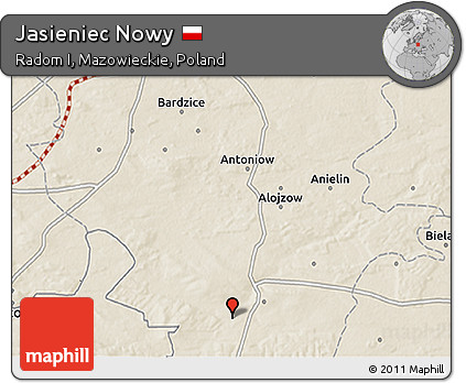 Shaded Relief 3D Map of Jasieniec Nowy