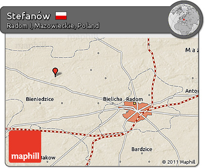 Shaded Relief 3D Map of Stefanów
