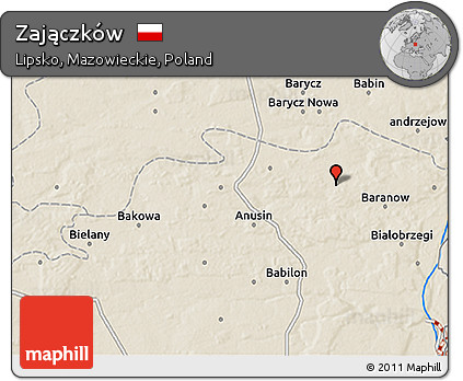 Shaded Relief 3D Map of Zajączków