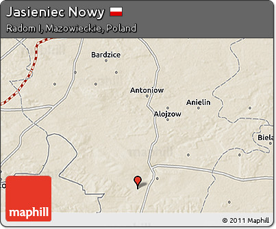 Shaded Relief 3D Map of Jasieniec Nowy