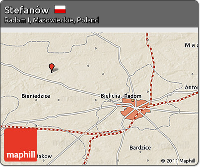 Shaded Relief 3D Map of Stefanów