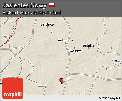 Shaded Relief 3D Map of Jasieniec Nowy