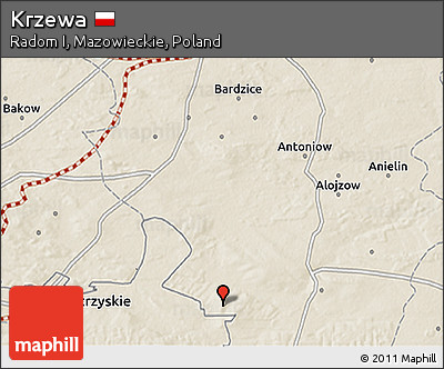 Shaded Relief 3D Map of Krzewa