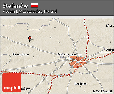 Shaded Relief 3D Map of Stefanów