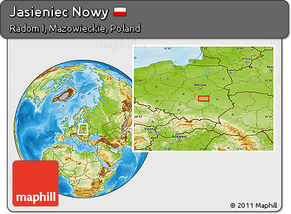 Physical Location Map of Jasieniec Nowy