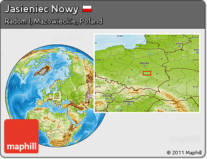 Physical Location Map of Jasieniec Nowy