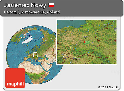 Satellite Location Map of Jasieniec Nowy