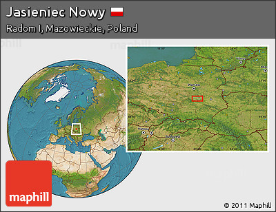 Satellite Location Map of Jasieniec Nowy
