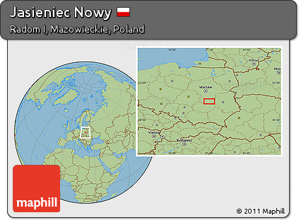 Savanna Style Location Map of Jasieniec Nowy