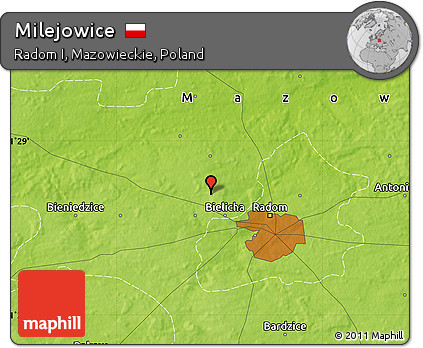 Physical Map of Milejowice