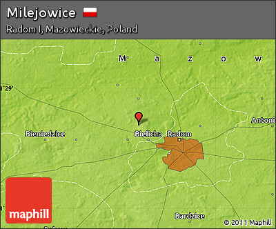 Physical Map of Milejowice
