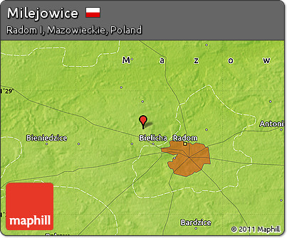 Physical Map of Milejowice