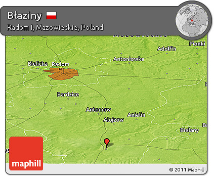 Physical Panoramic Map of Błaziny