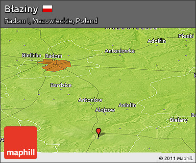 Physical Panoramic Map of Błaziny