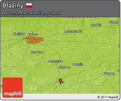 Physical Panoramic Map of Błaziny