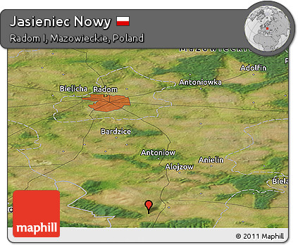 Satellite Panoramic Map of Jasieniec Nowy